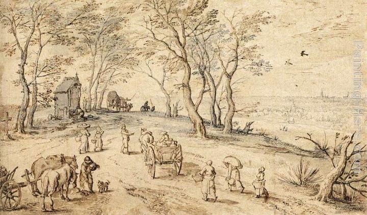 Jan the elder Brueghel Villagers on their Way to Market